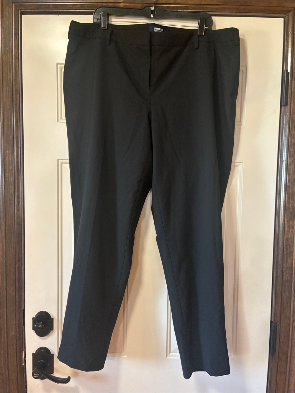 18W Lands End Flat Front Wool Blend Black Lined Pants